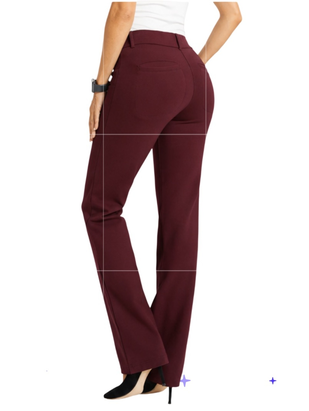 NWT Betabrand 7 Pocket Dress Pant Yoga Pant Straight $88 Cherrywood Large Long